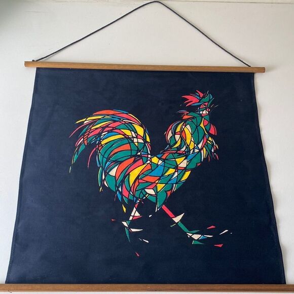Mid Century Danish Rooster Wall hanging fabric - Picture 1 of 7